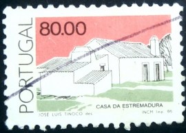 Selo postal de Portugal de 1986 Casa da Estremadura