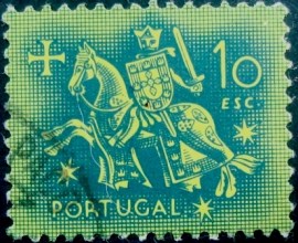 Selo postal de Portugal de 1953 Knight on horseback 10$ 804