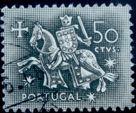Selo postal de Portugal de 1953 Knight on horseback 50 ctvs