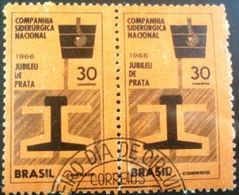 Par de selos COMEMORATIVOS do Brasil de 1966 - C 547 M1D