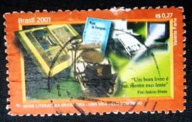 Selo postal do Brasil de 2001 Uma Vida por um Bom Livro