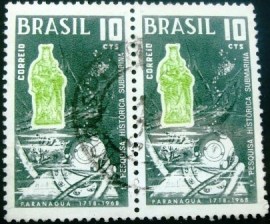 Par de selos postais do Brasil de 1968 Pesquisa Submarina