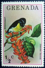 Selo postal de Grenada de 1976 Bananaquit