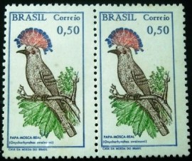 Par de selos postais do Brasil de 1968 Papa-mosca - C 602 N