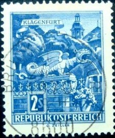 Selo postal da Áustria de 1968 Wyvern Fountain