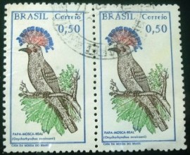 Par de selos postais do Brasil de 1968 Papa-mosca - C 602 U