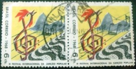 Par de selos postais de 1968 Festival da Canção  - C 609 U