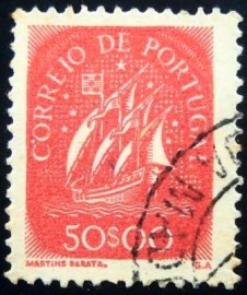 Selo postal de Portugal de 1943 Caravel 50$ - 662