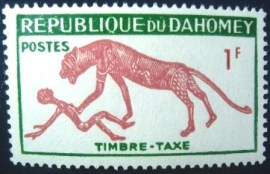 Selo postal de Daomé de 1963 Panther over Man 1