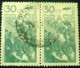 Par de selos postais do Brasil de 1972 Fundação da Pátria - C 0753 U