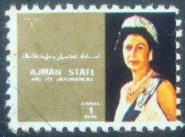 Selo postal do Emirado de Ajman de 1973 Queen Elizabeth II