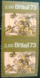 Par de selos postais COMEMORATIVOS do Brasil de 1973 - C - 0815 M V