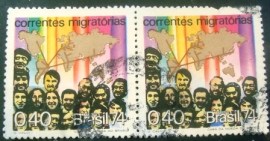 Par de selos postais COMEMORATIVOS do Brasil de 1974 - C - 0841 U