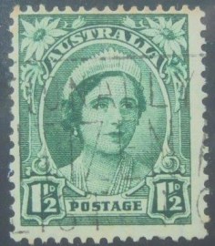 Selo postal da Austrália de 1949 Queen Elizabeth 1½