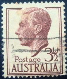 Selo postal da Austrália de 1951 King George VI 3½
