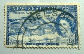 Selo postal da Nova Zelândia de 1953 Coronation 2d