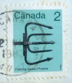 Selo postal do Canadá de 1984 Fishing Spear