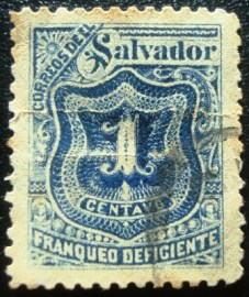 Selo postal de El Salvador de 1897 Porto-Numerals 1