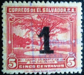 Selo postal de El Salvador de 1938 Campo de Marte