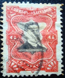 Selo postal de El Salvador de 1910 General Fernando Figueroa 6c