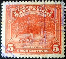 Selo postal de El Salvador de 1938 farmer