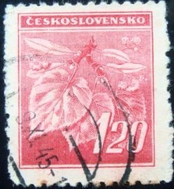 Selo postal da Tchecoslováquia de 1945 Lime branch with blossoms