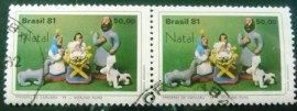 Par de selos postais COMEMORATIVOS do Brasil de 1981 - C 1228 U