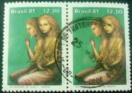 Par de selos postais COMEMORATIVOS do Brasil de 1981 - C 1236 U