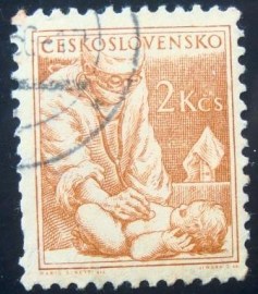 Selo postal da Tchecoslováquia de 1954 Paediatrician