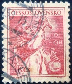 Selo postal da Tchecoslováquia de 1954 Chemist