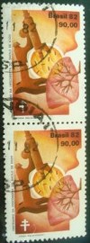 Par de selos postais COMEMORATIVOS do Brasil de 1982 - C 1248 U V