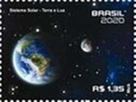 Selo postal do Brasil de 2020 Terra e Lua