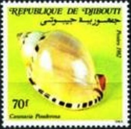 Selo postal do Djibouti de 1982 Burnt Cowry