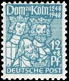 Selo postal da Alemanha de 1948 Holly Three Kings