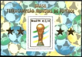 Bloco postal do Brasil de 1994 Tetracampeão de Futebol