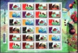 Folha Completa de selos postais do Brasil de 2021 Insetos Benéficos