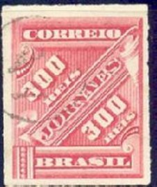 Selo postal do Brasil de 1889 Jornal Cifra Oblíqua J 15