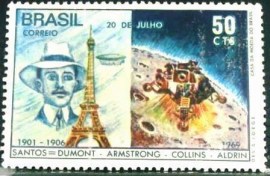 Selo postal do Brasil de 1969 Apolo XI