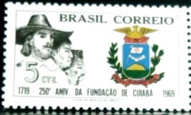 Selo postal do Brasil de 1969 Fundação de Cuiabá