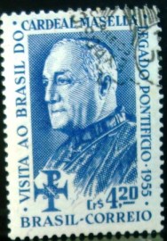Selo postal do Brasil de 1955 Cardeal Masella 367 MMC