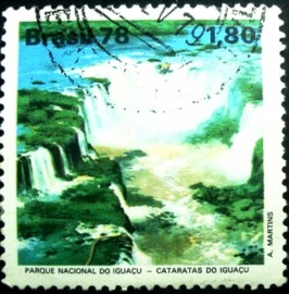 Selo postal do Brasil de 1978 Cataratas do Iguaçu NCC