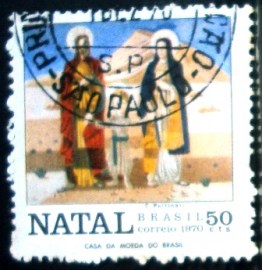 Selo postal do Brasil de 1970 Sagrada Família