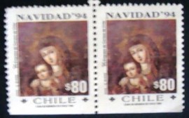 Par de selos comemorativos dos Chile de 1994 - Navidad