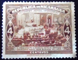 Selo taxa postal da Nicarágua de 1940 Anastasio Somoza in US