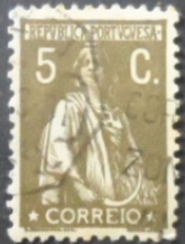 Selo postal de Portugal de 1917 Ceres 5