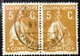 Par de selos postais de Portugal de 1917 Ceres