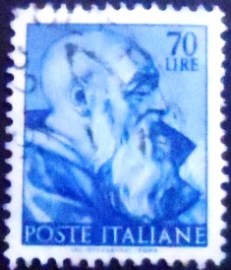 Selo postal da Itália de 1961 Head of the prophet Zechariah