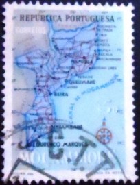 Selo postal de Moçambique de 1954 Map of Mocambique 50