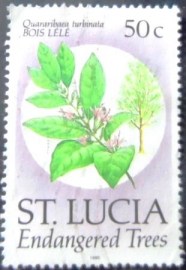 Selo postal de Santa Lúcia de 1990 Bois Lele
