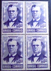 Quadra de selos postais do Brasil de 1953 Visconde de Itaborahy